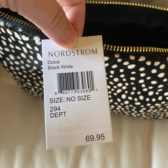 Sole Society dolce black and white animal print clutch pouch calf hair NWT $69 - Picture 7 of 11